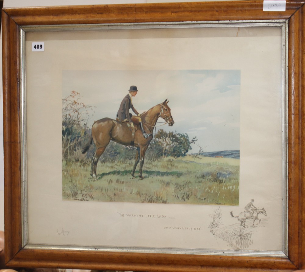 Charles Johnson Payne - Snaffles, chromolithograph, The Varmint Little Lady on a Wiry Little Oss, signed in pencil, 49.5 x 71.5cm